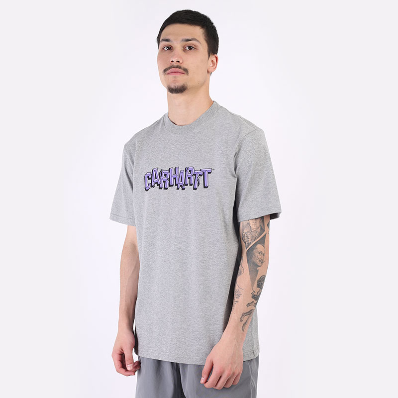 мужская серая футболка Carhartt WIP S/S Shattered  Script T-Shirt I029604-grey heather - цена, описание, фото 1